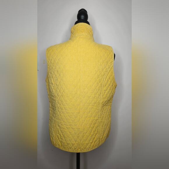 Christopher and Banks Yellow Quilted Corduroy Vest 2-Way Zipper with Pockets Med - Picture 7 of 10